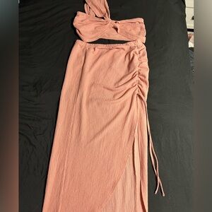 Elegant Pink Ruched Skirt